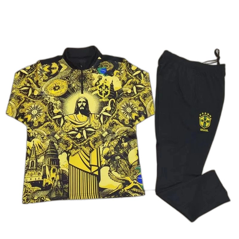 2425 Brazil Jesus yellow Training suit set