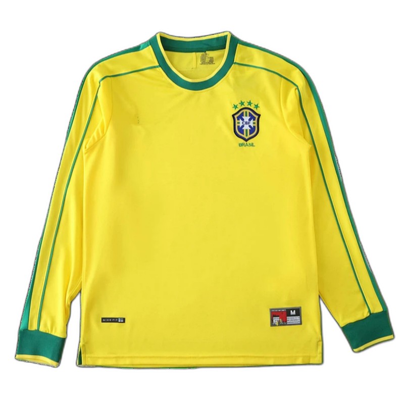 1998 retro Brazil home Long sleeved retro Fan version
